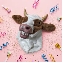 Soft-Textured Cattle Headgear Headpiece Novelty Cow Costume Hood Comfortable Headwear for Halloween, Cosplay, Stage Performances