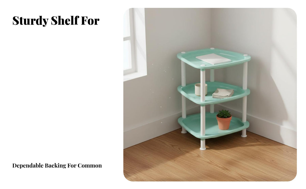 Space-Saving Multi-Tier Standing Shelf No-Toolstanding Storage Rack Toolno-Tool Assembly Shelving Unit Rustproof for Students, Renters, Homeowners, Corner Areas, Living Room, Bathroom, Kitchen