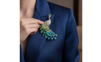 Peacock Brooch Enamel Peacock Pin Ornate Jewelry for Weddings