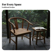 Solid Wood Construction Traditional Chinese Armchair With Armrests Slat-Back Armchair Vintage Design Dining Chair Sturdy for Tea Lovers, Cultural Enthusiasts, Homeowners, Living Room, Restaurant, Home