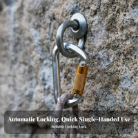 Climbing Equipment Certified 30KN D-Shaped Auto Locking Carabiner Lightweight 30KN Climbing Carabiner Anti-Rust Heavy Duty Climbing D-Loop Non-Slip Knurled Grip for Rescue Workers, Airborne Aerial Fitness Practiti Single Rs, Rappelling
