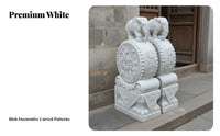 2 Pieces Chinese Drum Stone Antique Design Elephant Gate Pier Weather Resistant Carved Stone Door Block for Business Owners, Garden, Entrance S