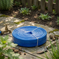 Flat Hose Ribbed Lay-Flat Hose Yard Watering Woven-Looking Garden Supply Coiled Roll