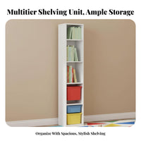 With Wheels Mobile Bookcase Space Saving Multi-Tier Mobile Bookshelf Large Capacity Rolling Shelf Lockable Casters for Children, Office Workers, Kids' Room, Playroom, Classroom, Narrow Areas