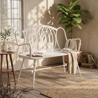Garden Bench with Armrests Vintage Metal Bench Antique-Look Furniture for Homeowners, Gardeners, Entryway