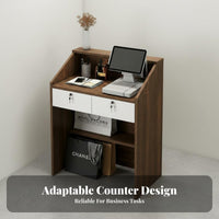Multi-Functional Salon Reception Desk Lockable Drawer Modern Reception Desk Sturdy Construction Small Shop Counter with Storage Spacious Legroom for Receptionists, Money Iers, Retail Personnel, Beauty Salons, Clothing Boutiques, Office Lobbies, Lobby