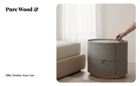 Luxury Design Oval Woven End Table Installationno-assembly Nightstand Easy to Assemble Bedroom Furniture Two Drawers for Homeowners, Interior Decorators, Renters, Hotel Room, Entryway, Hallway, Office