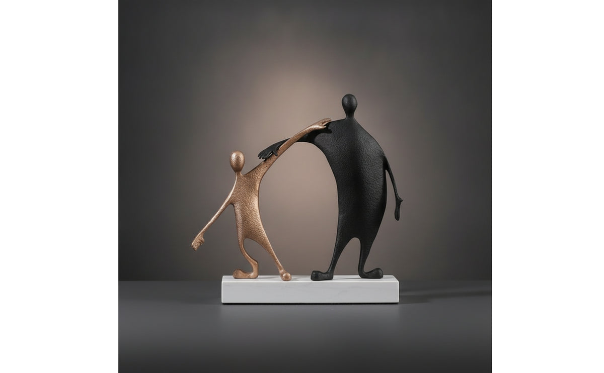 Abstract Human Figure Sculpture Minimalist Ornament with Marble Base Matte