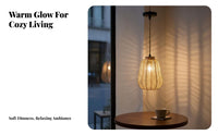 Woven Pendant Light Vintage Styled Rattan Design Lampshade Aesthetic Woven Lamp Shade for Restaurant, Dining Room, Coffee Shop
