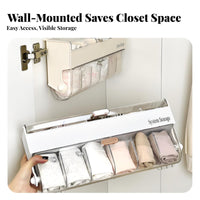 Dustproof Underwear and Sock Storage Container Space-Saving Wall Mounted Underwear Organizer Removable Dividers for Women, Wardrobe, Bedroom