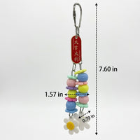 Parrot Toy 3 Pack Mixed Materials Hanging Bird Toys, Iron Cage Ornament and Gnaw Toy, Parrot Cage Accessories for Enrichment and Entertainment