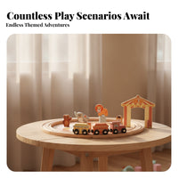 Wooden Railway Set Wood Finish Children's Plaything Decorative for Kids
