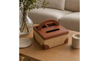 Woven Storage basket Holder Handwoven Fiber Storage basket Leather-Like Trim Woven box