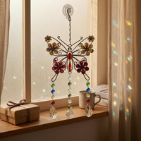 Faceted Beads Crystal Butterfly Suncatcher Floral Accents Butterfly Sun Catcher Multicolored Rainbow Creator Ornament Teardrop Pendants