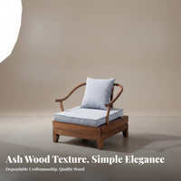 Cushioned Wooden Couch Set New Chinese Style Multi-Piece Seating Group Zen-Inspired Design Living Room Furniture for Homeowners, Small Spaces, Office