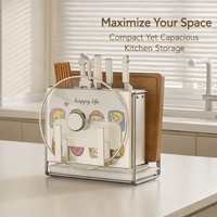 Dining Table Carbon Steel Chopstick Holder and Countertop Drainage Rack, Multi-Functional Kitchen Knive and Organizer for Chefs