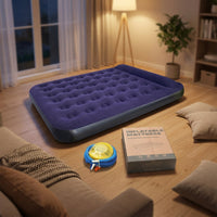 Inflatable Mattress and Air Bed for Car Camping, Camping Mattress with Pillow and Electric Pump, Flocked Surface Camping Mat, Foldable Guest Bed
