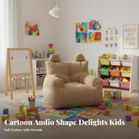 Soft Fuzzy Texture Soft-Textured Beanbag Chair with Ears Removable and Washable Cover Toddler Sofa Skin-Friendly Material children's Furniture Side Storage Pocket for Toddlers, Girls, Babies, Reading Corner, Playroom, Nursery, Living Room