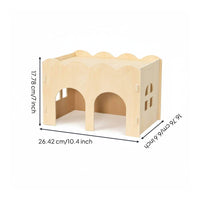 Chew Resistant Wooden Hamster House Flat Top Design Two-Door Pet Hideout Easy Assembly Enclosure Accessory for Hamsters, Chinchillas, Playpen
