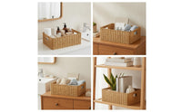Braided Container Basket with Handles Open-Top Rectangular Organizer Basket for Closet