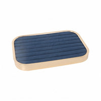 Gold-Tone Rectangular Jewelry Tray Aluminum Alloy Microfiber-Lined Jewelry Tray Dark Blue Lining Accessory Organizer Rounded Corners