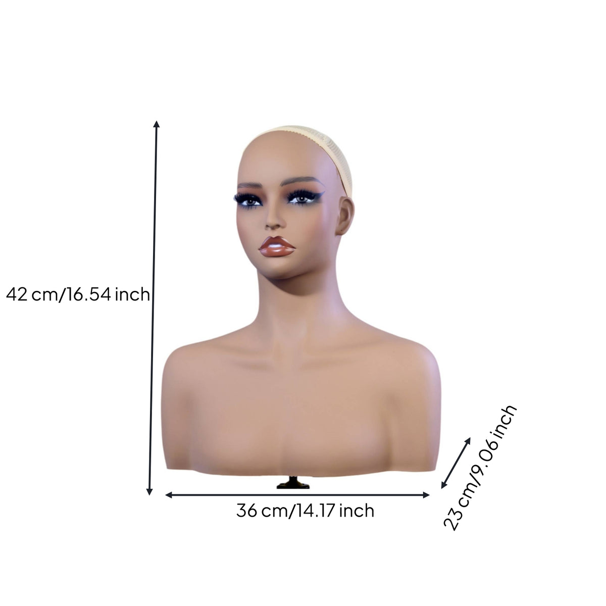 Female Mannequin Head with Shoulders Realistic Wig Display Stand Authentic for Cosmetologists, Retail Stores