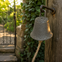 Large Antique Cast Iron Bell Ornament Wind Chime Doorbell Decoration