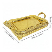 Serving Tray with Handles Elegant Metal Serving Tray Stylish for Tea Service, Coffee Table