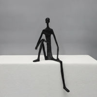 Human Figure Sculpture Slender Cast Iron Figurine Industrial Ornament for Interior Designers, Living Room