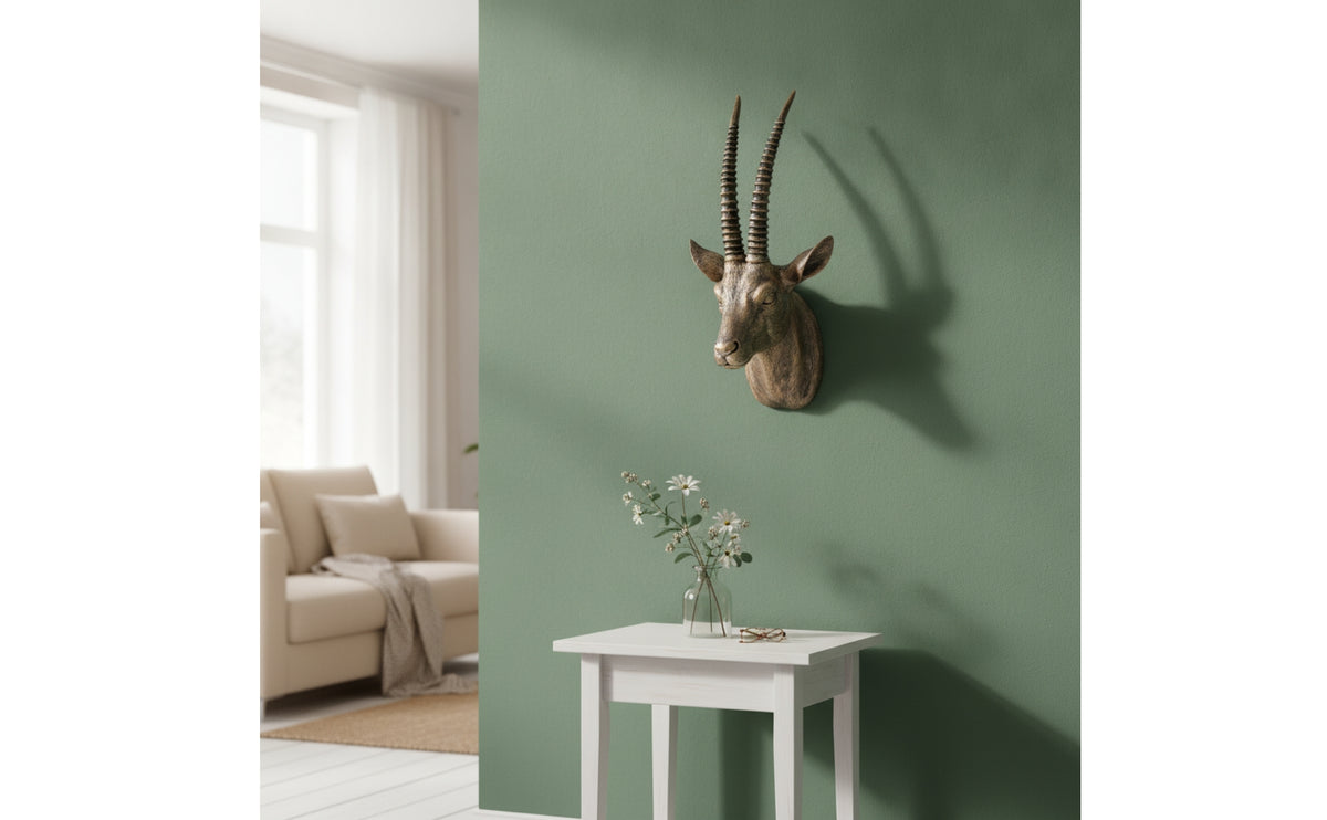 Faux Antelope Head Wall Decor Sculpture Textured for Entryway, Hallway