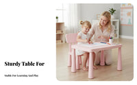3 Pieces Childchild-safe Design 3-Piece Toddler Seating Group Easy to Clean Adjustable Height Rectangular Table with Chairs Multi-Purpose children's Furniture Lightweight for Preschoolers, Daycare Providers, Kindergarten, Playroom, Classroom, Crafts