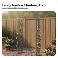 Decorative Scrollwork Wrought Iron Garden Arch Weather Resistant Vintage Design Arbor Trellis Sturdy Metal Garden Arbor Long-Lasting for Gardeners, Event Planners, Homeowners, Courtyard, Patio, Backyard, Party