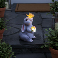 Weather Resistant Solar Rabbit Statue Light Auto On/deactivate LED Rabbit Sculpture Light Decorative Accent Bunny Garden Figurine Lamp for Patio, Yard, Pathway