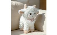 Decorative Stuffed Sheep with Bib Soft Sheep Plushie Standing Cuddly for Children, Toddlers, Nursery Decor, Bedside, Shelf