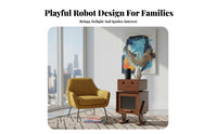 Rotatable Joints Robot-Shaped Cabinet Creative Design Side Table with Hidden Storage Cute Appearance Nightstand Fun Character for Parents, householders, Apartment Dwellers, Bedroom, Living Room, Playroom, Office