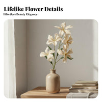 Oil Painting Design Flower Bendable Faux Lily Branch Realistic Look Artificial Lily Flower for Homeowners, Wedding, Home Decor, Living Room
