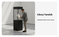 Aluminum Alloy Frame Glass Display Case Adjustable Shelves Glass Door Display Case Multi-Purpose Freestanding Curio Cabinet Easy to Assemble for Exhibitors, Museum Personnel, Exhibition, Retail Shop, Living Room, Home Office