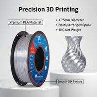 PLA material Silk Filament 1.75mm 1kg Spool with Neat Winding, Smooth Finish for 3D Printing Prototyping Modeling, Black for Makers