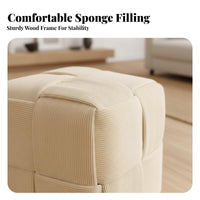 Corduroy Fabric Upholstered Stool Vintage design Upholstered Square Pouf Thick Padded Seat Footrest space-saving Design for Homeowners, Children, Office Workers, Living Room, Entryway, Bedroom, Under Desk