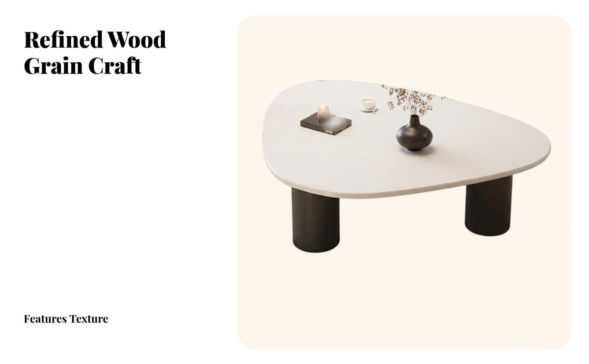 Minimalist Design Asymmetrical Low Table Sturdy Construction Home Furniture Easy to Clean Interior Furnishing High-Gloss Finish for Apartment Dwellers, Homeowners, Living Room, Lounge Area
