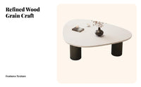 Minimalist Design Asymmetrical Low Table Sturdy Construction Home Furniture Easy to Clean Interior Furnishing High-Gloss Finish for Apartment Dwellers, Homeowners, Living Room, Lounge Area