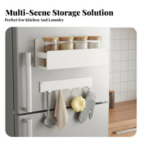 Nailtool-Less Installation Attractive Refrigerator Rack Space Saving Attractive Refrigerator Shelf Multipurpose Use Kitchen Organizer Includes Hanging Hooks for Home Cooks, Families, On Metal Surfaces, Small Areas, Bathroom, Laundry Room