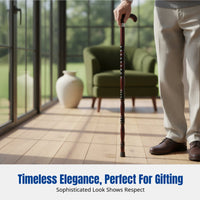 Wooden Walking Cane for Elderly, Sturdy Wood, Anti-Slip, Lightweight, Carved Handle