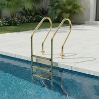 Pool Ladder with Handrails Rust Resistant Stainless Steel Pool Ladder No-Embed for Spa