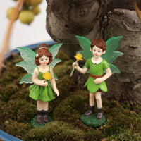 2 Pieces Garden Fairy Pair Miniature Fairy Figurines Hand-Painted for Planter