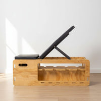 Wooden Exercise Bench Storage Shelf Adjustable Bench Handle Openings Fitness Equipment