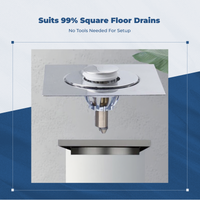 Floor Drain Core Foot Press Operation Shower Fitting Odor Blocking Anti Backflow Design for Plumbers, Garage, Basement, Wet Room