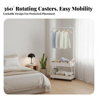 Rolling Coat stand featuring Shelves Freestanding for Closet, and aesthetic aficionados