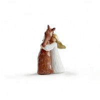 Tabletop Girl Embraces Horse Figurine Faceted Girl and Horse Figurine Carved Sentimental for Collectors