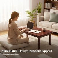 Space-Saving Foldable Tatami Table Multi-Purpose Japanesedesign Floor Table Easy to Clean Folding Desk Rounded Corners for Apartment Dwellers, Tea Enthusiasts, Bay Window, Balcony, Small Areas, Bedroom
